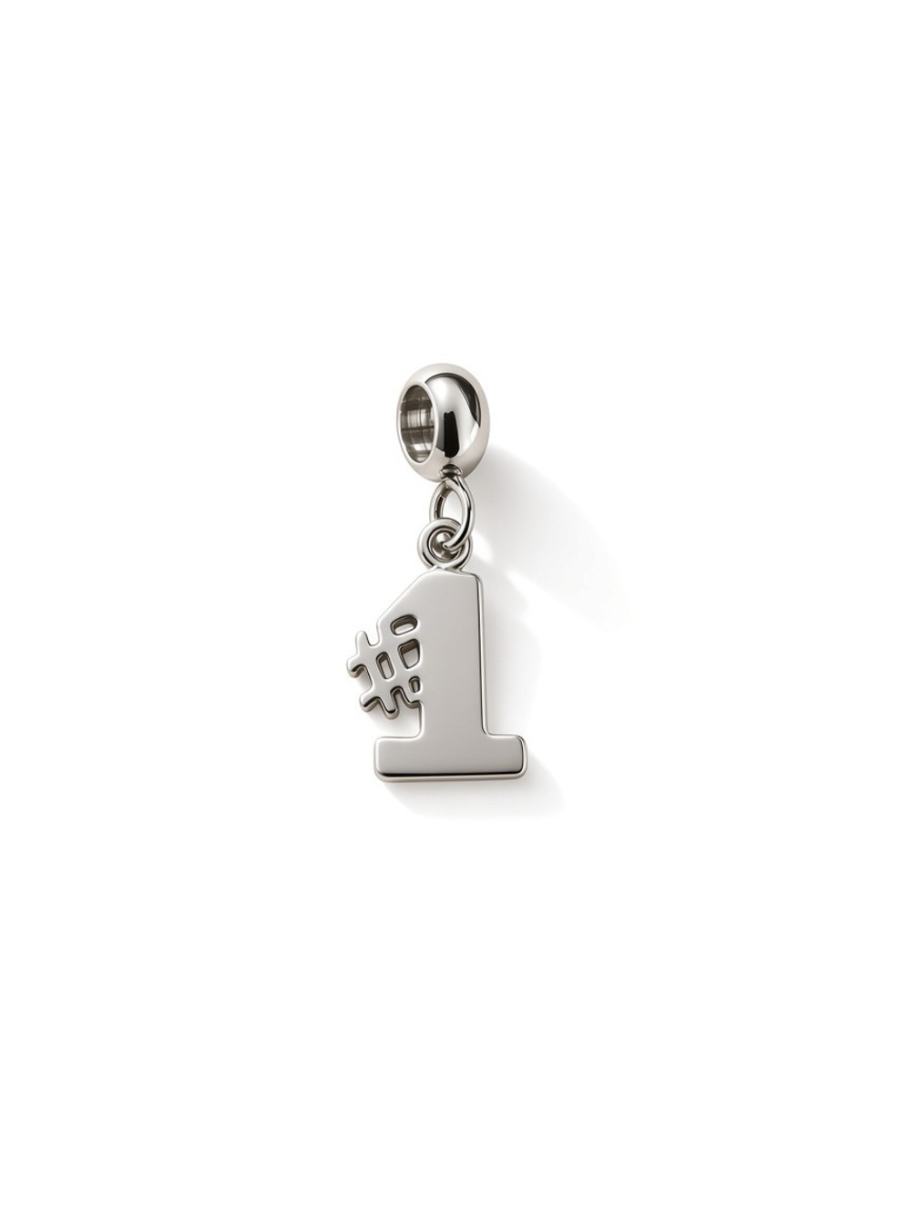 Silver #1 Number Charm Pendant for Kids